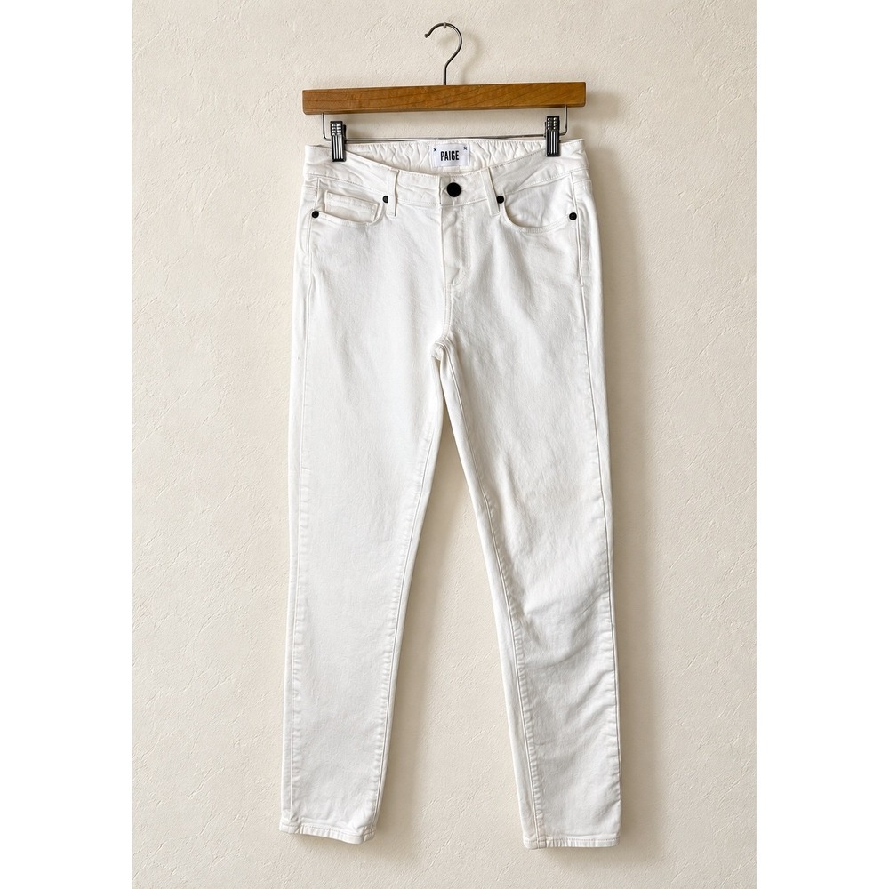 Paige Skyline Ankle Peg Jeans Women 28 White Mid Rise Skinny Streetwear Y2K